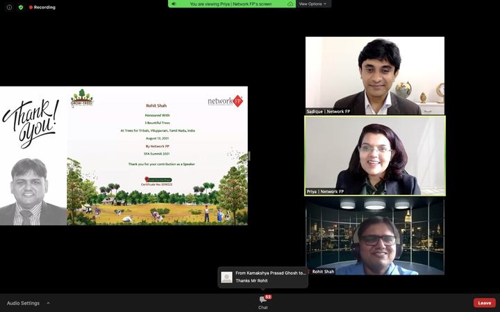 Screenshot of an online session ending with a thank-you slide, with participants on video.
