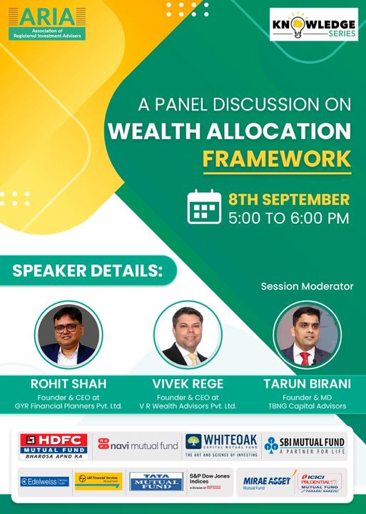 Event poster with Rohit Shah, Vivek Rege and moderator Tarun Birani. 8 September, 5 to 6 pm.