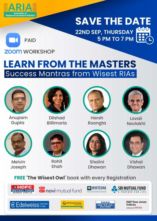 Event poster for a Zoom workshop on Thursday 22 September, 5 to 7 pm, with eight speakers including Rohit Shah.