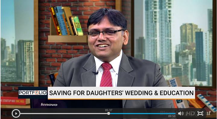 Rohit Shah on BloombergQuint’s Portfolio programme. The caption reads ‘Saving for daughters’ wedding & education’.